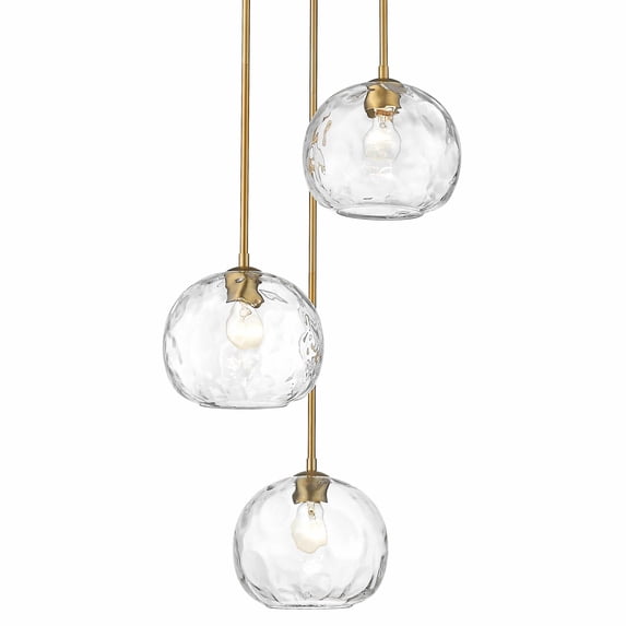 Z-Lite Chloe 3 Light Clear Textured Glass Steel Pendant in Olde Brass