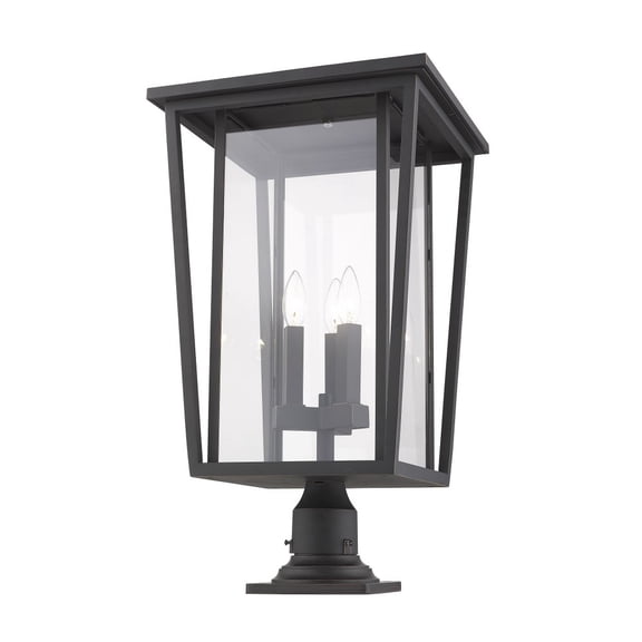 Z-Lite Seoul 3 Light 25" Glass Aluminum Outdoor Mounted Lamp Pier in Bronze