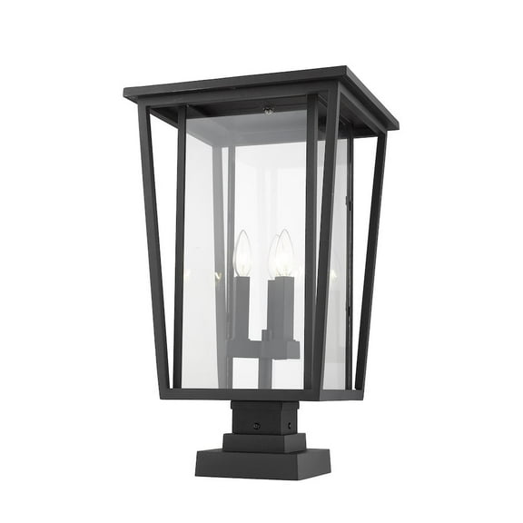Z-Lite Seoul 3 Light Outdoor Pier Mounted Fixture in Black Frame Finish