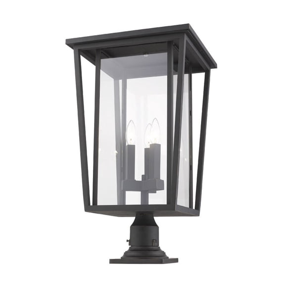 Z-Lite Seoul 3 Light 25" Glass Aluminum Outdoor Mounted Lamp Pier in Bronze