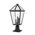 thumbnail image 1 of Z-Lite Talbot 3 Light 23" Clear Glass Steel Outdoor Mounted Lamp Pier in Black, 1 of 7