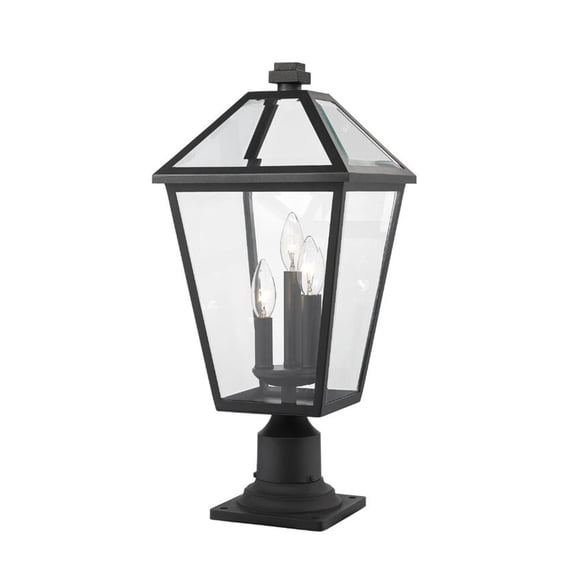 Z-Lite Talbot 3 Light 23" Clear Glass Steel Outdoor Mounted Lamp Pier in Black