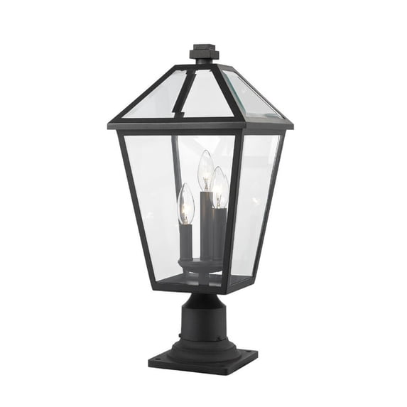 Z-Lite Talbot 3 Light 23" Clear Glass Steel Outdoor Mounted Lamp Pier in Black