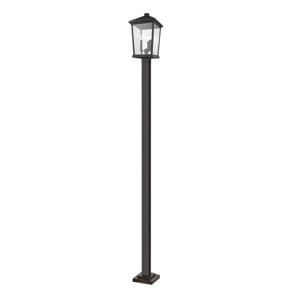 Z-Lite Beacon 3 Light 107" Clear Glass Aluminum Outdoor Lamp Post in Bronze