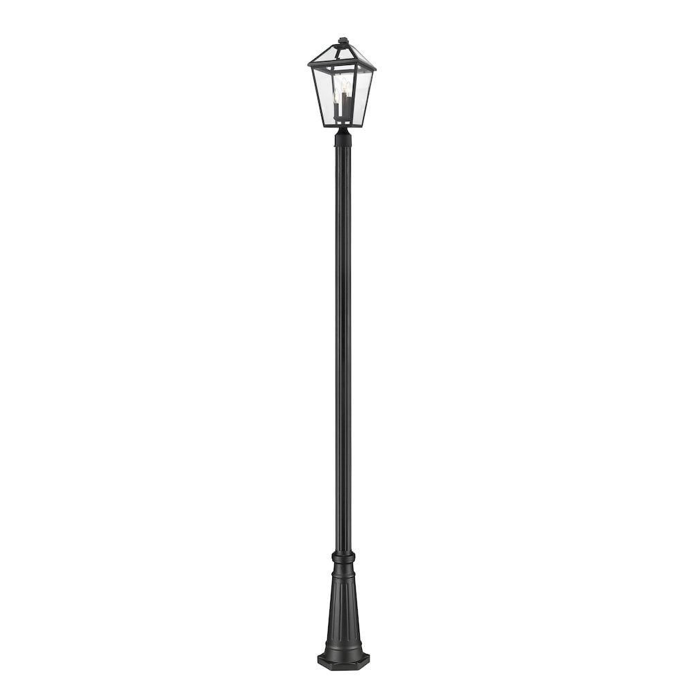 Z-Lite Talbot 3 Light 114" Clear Glass Steel Outdoor Lamp Post in Black