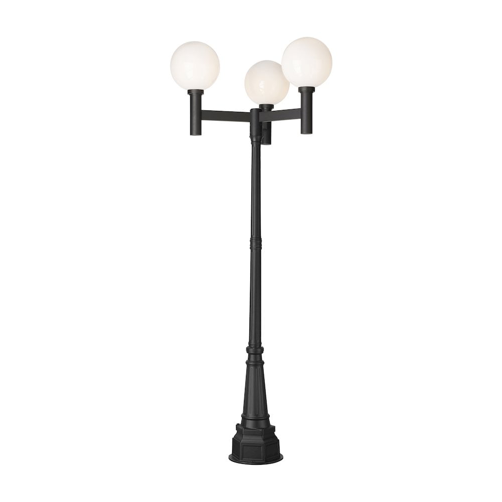 597BP3-564P-BK-Z-Lite-Laurent - 3 Light Outdoor Post Mount Light with Opal Glass In Modern Style-107.5 Inches Tall and 39 Inches Wide