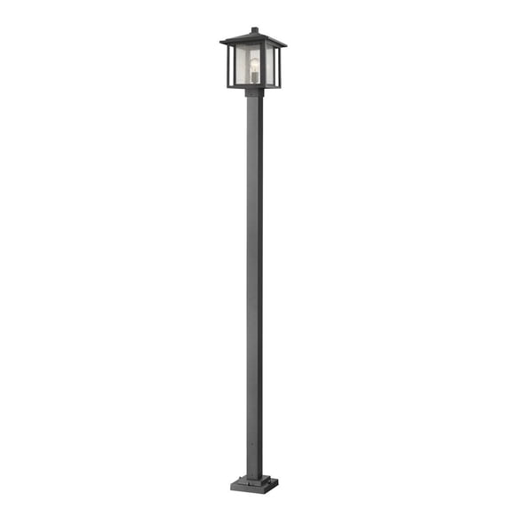 Z-Lite Seoul 3 Light 106" Glass Aluminum Outdoor Lamp Post in Black