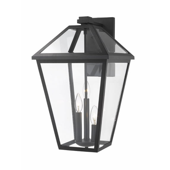 Z-Lite Talbot 3 Light 18" Clear Glass Steel Outdoor Wall Sconce in Black