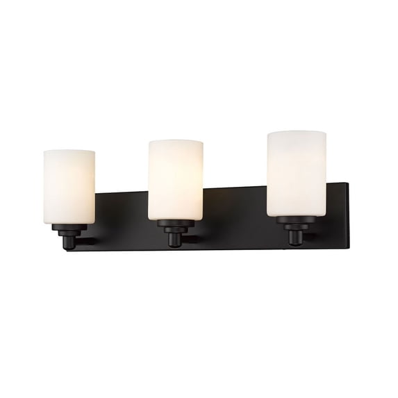 Z-Lite Soledad 3 Light Glass Steel Vanity Light in Matte Black