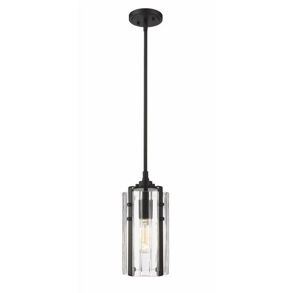3036MP-MB-Z-Lite-Alverton - 1 Light Mini Pendant In Industrial Style-12 Inches Tall and 5.5 Inches Wide-Matte Black Finish
