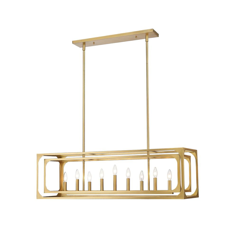 Easton 44'' Rubbed Brass 9-Light Linear Chandelier