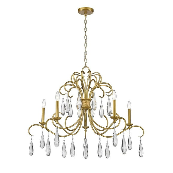 Z-Lite 3039-38 Amara 5 Light 38" Wide Crystal Candle Style Chandelier - Gold