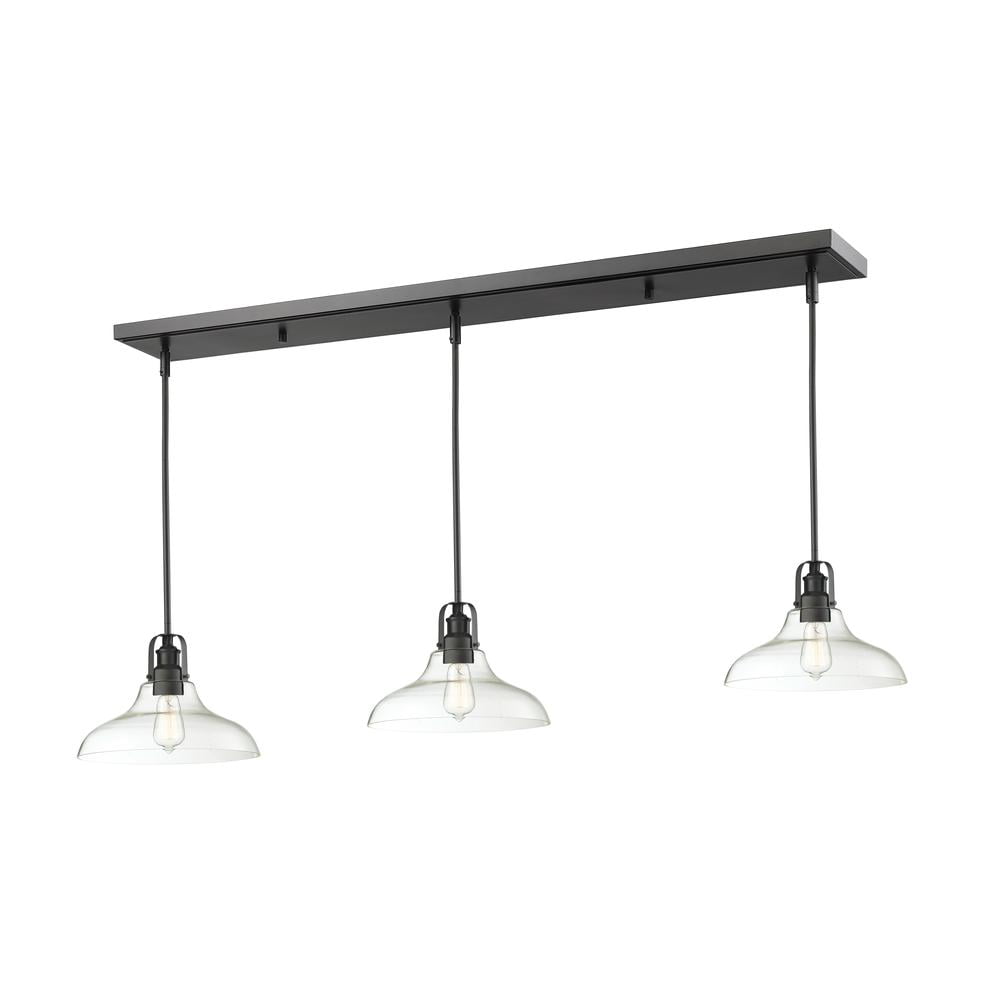 Matte Black Steel and Glass 5-Light Pendant