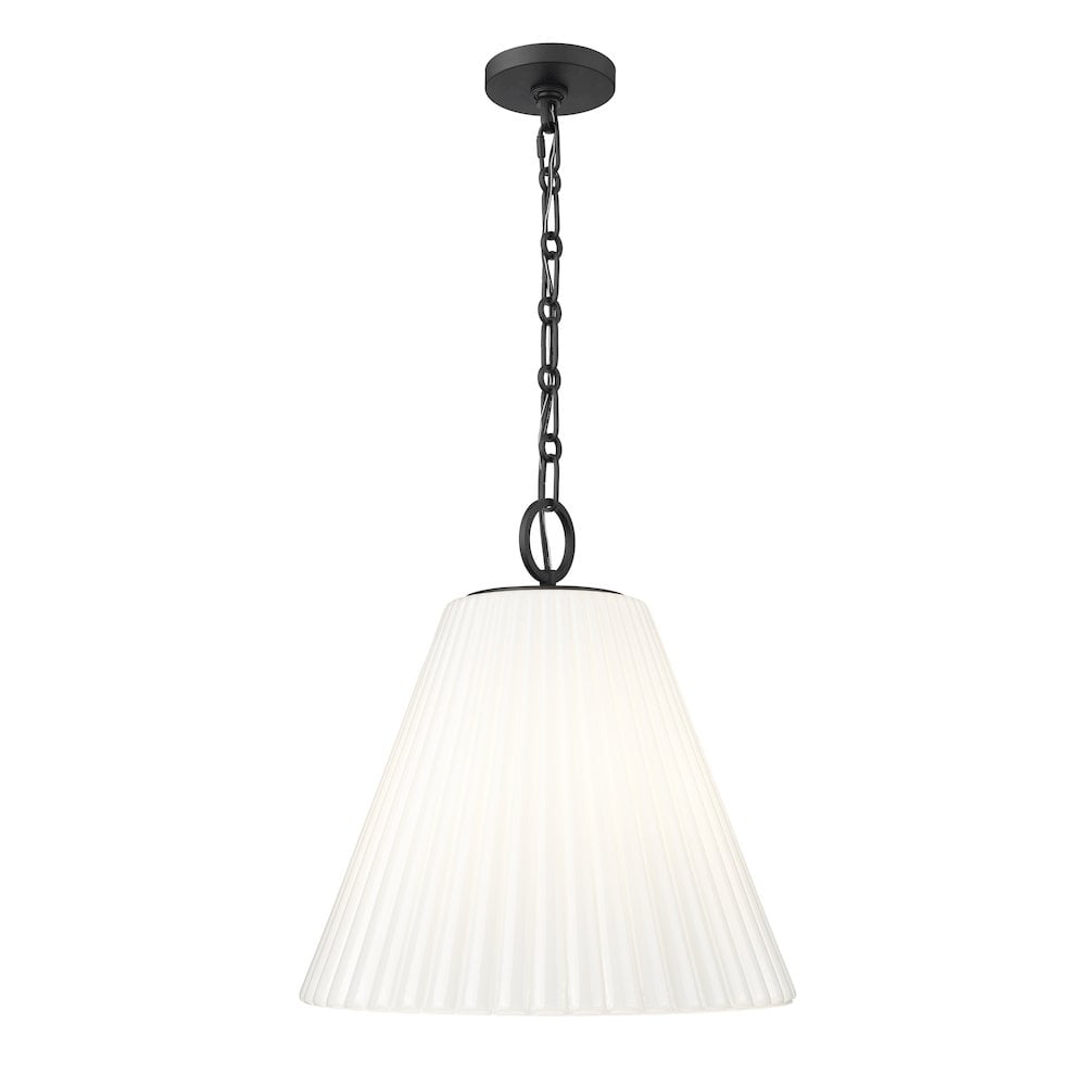 Matte Black 18" Modern Glass Pendant Light