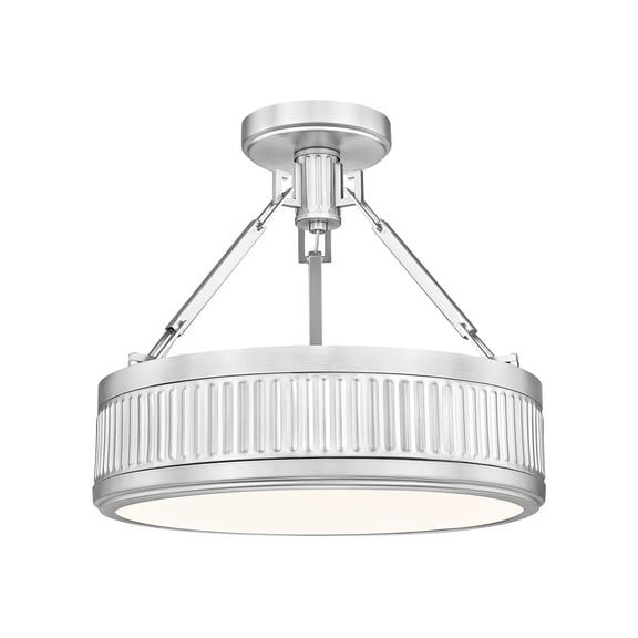 Z-Lite 3046SF15-SN-LED Quinn 15" Wide Led Semi-Flush Drum Ceiling Fixture - Nickel