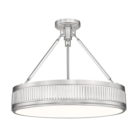 Z-Lite 3046SF22-SN-LED Quinn 22" Wide Led Semi-Flush Drum Ceiling Fixture - Nickel