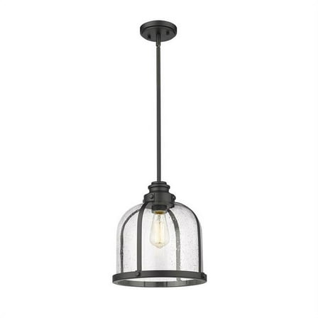 Z Lite 337P12MB Burren 1 Light Pendant, Matte Black & Clear Seedy