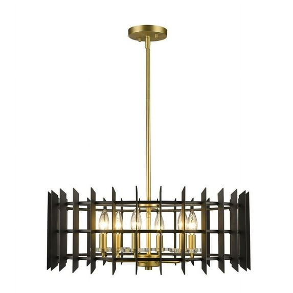 Z Lite 338-24MBPlusSBR 9 x 24 x 24 in. 6 Light Pendant, Satin Brass
