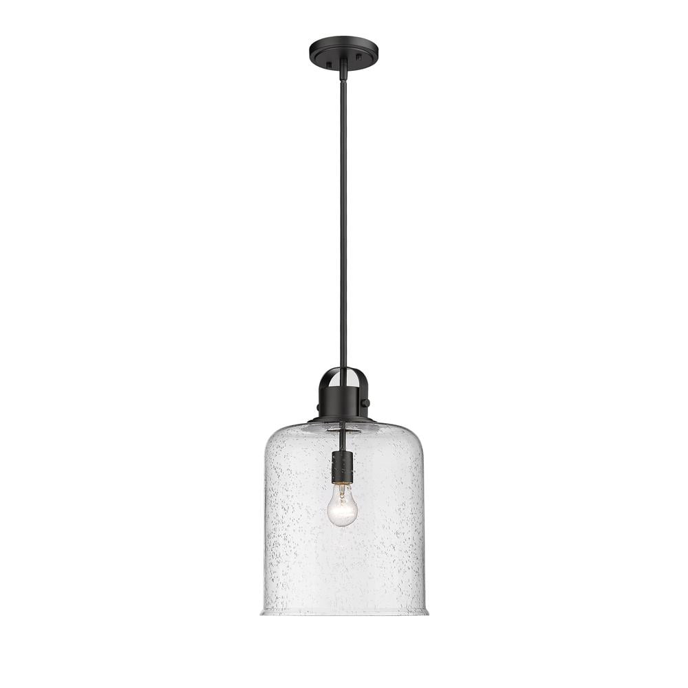 Prescott Matte Black Mini Drum Pendant with Nickel Accents