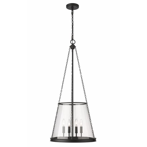 4 Light Pendant In Industrial Style-39.25 Inches Tall And 18 Inches Wide-Matte Black Finish    -Traditional Installation Z-Lite 341P18-Mb