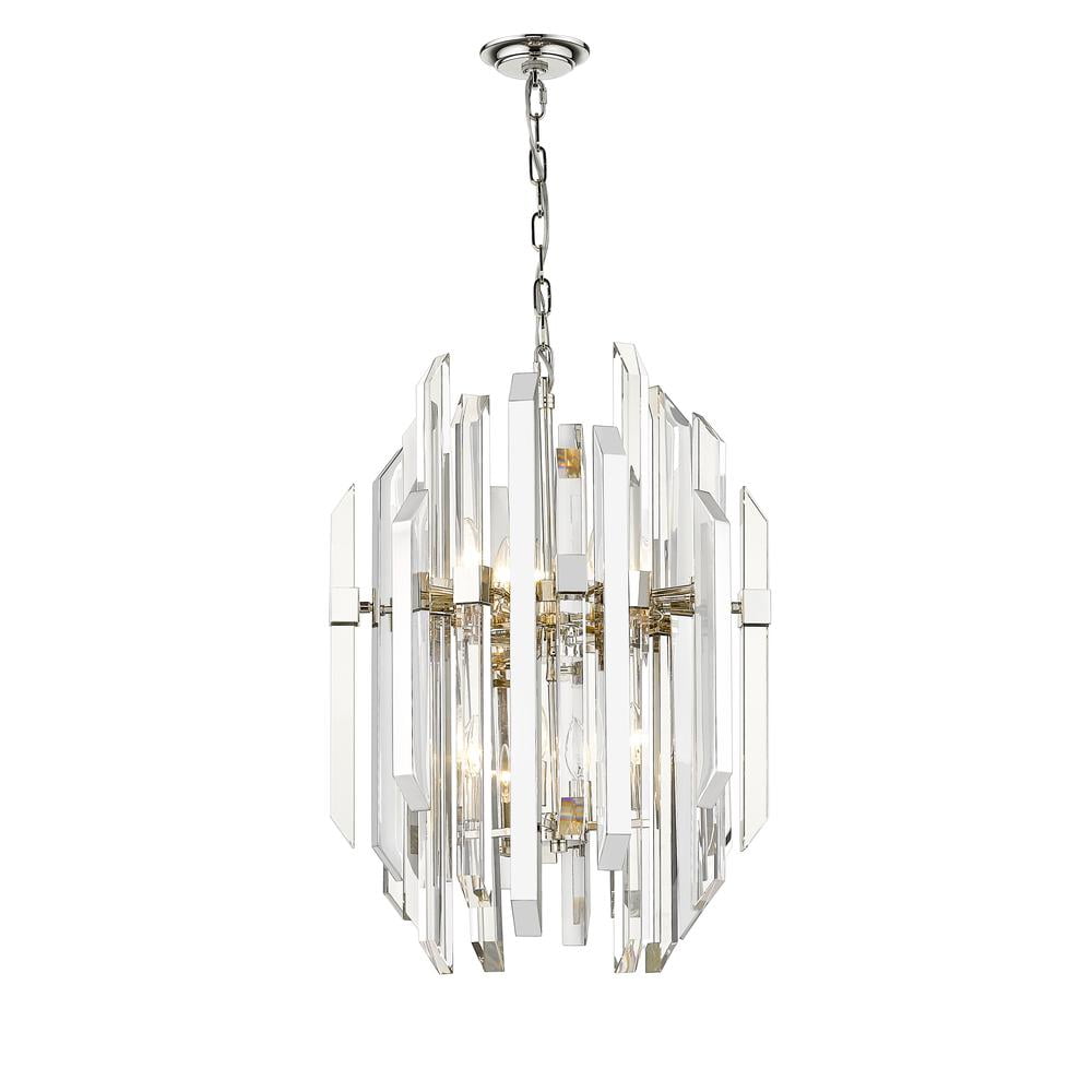 Viviana Art Deco 4-Light Polished Nickel & Glass Pendant