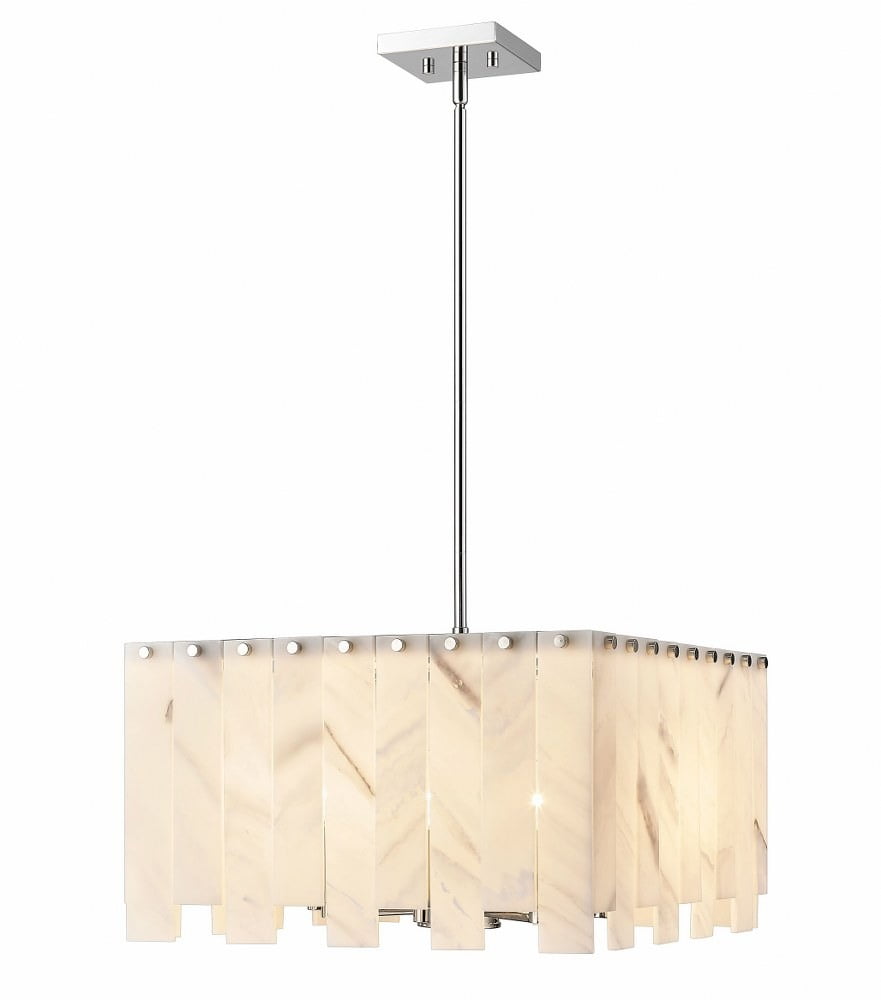 Viviana Art Deco 4-Light Polished Nickel & Glass Pendant