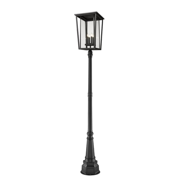 571PHXXLR-564P-BK-Z-Lite-Seoul - 4 Light Outdoor Post Mounted Fixture In Craftsman Style-113 Inches Tall and 18 Inches Wide