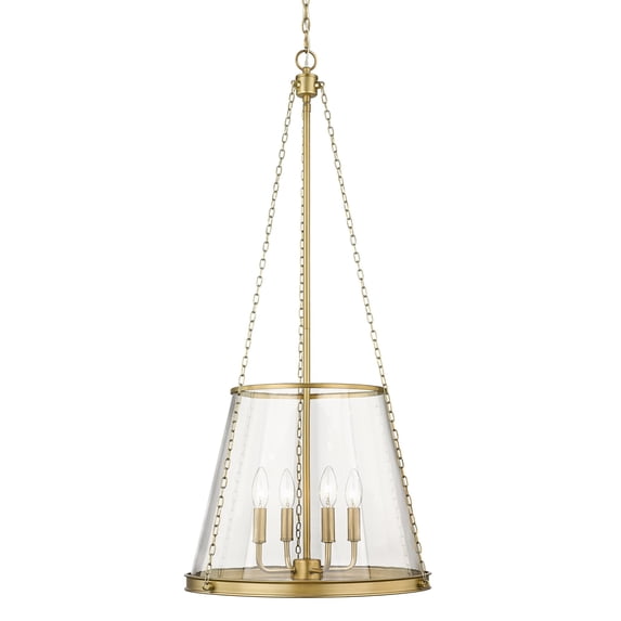 341P18-RB-Z-Lite-Prescott - 4 Light Pendant In Industrial Style-39.25 Inches Tall and 18 Inches Wide-Rubbed Brass Finish -Traditional Installation