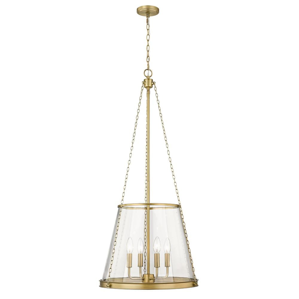 Prescott Rubbed Brass 18" Classic Pendant with Clear Glass Shade