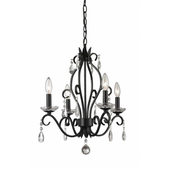 Z-Lite Princess 4 Light Mini Chandelier in Matte Black