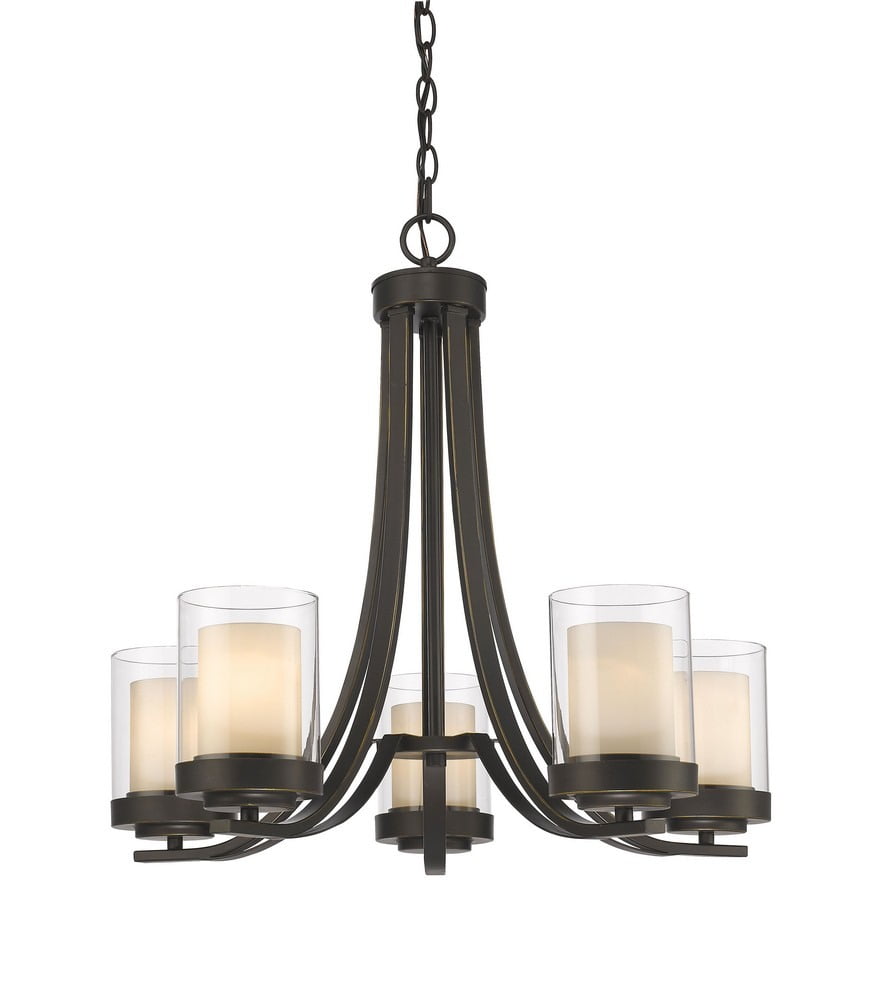 Willow Olde Bronze 5-Light Chandelier with Matte Opal & Clear Glass