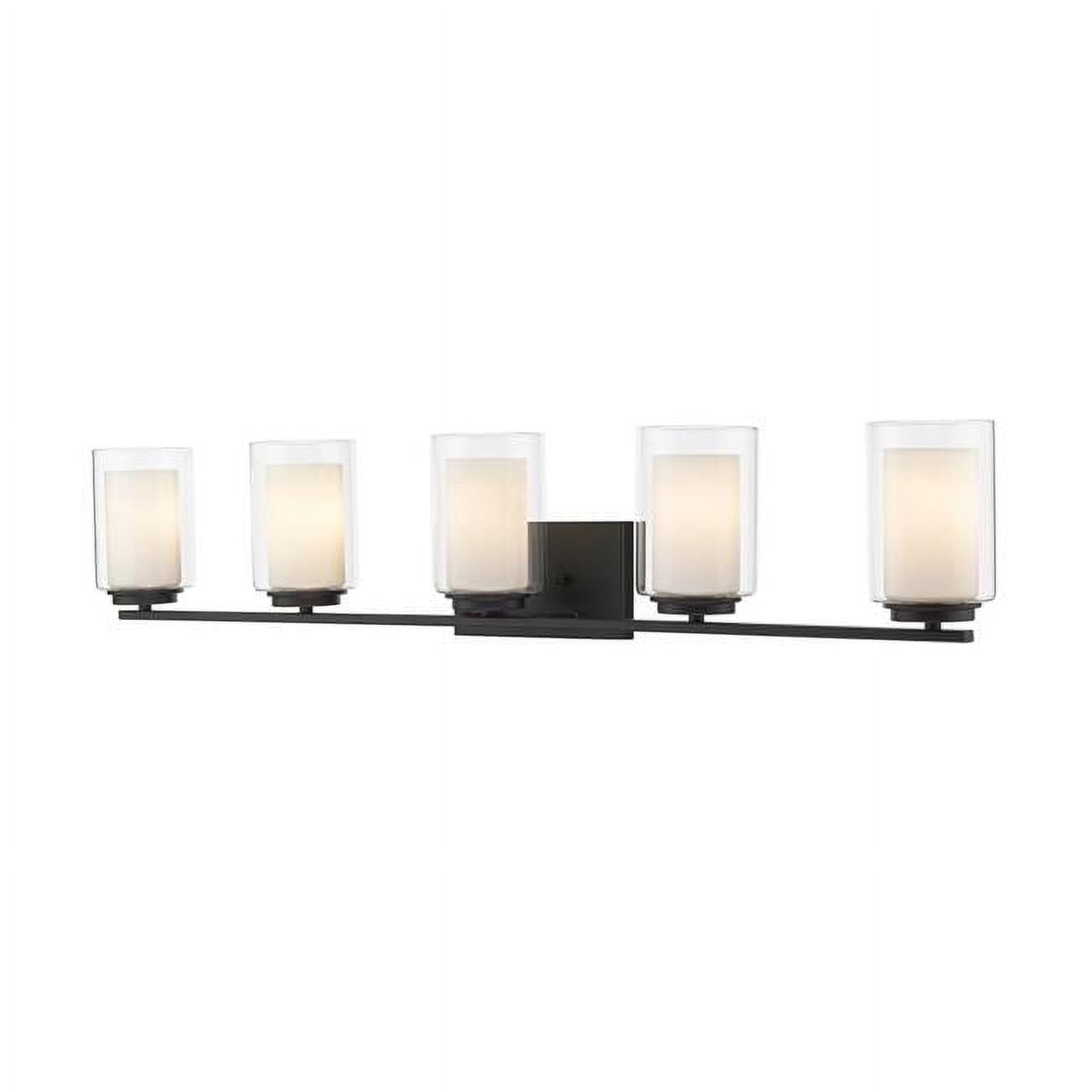 Matte Black 5-Light Cylinder Glass Vanity Light