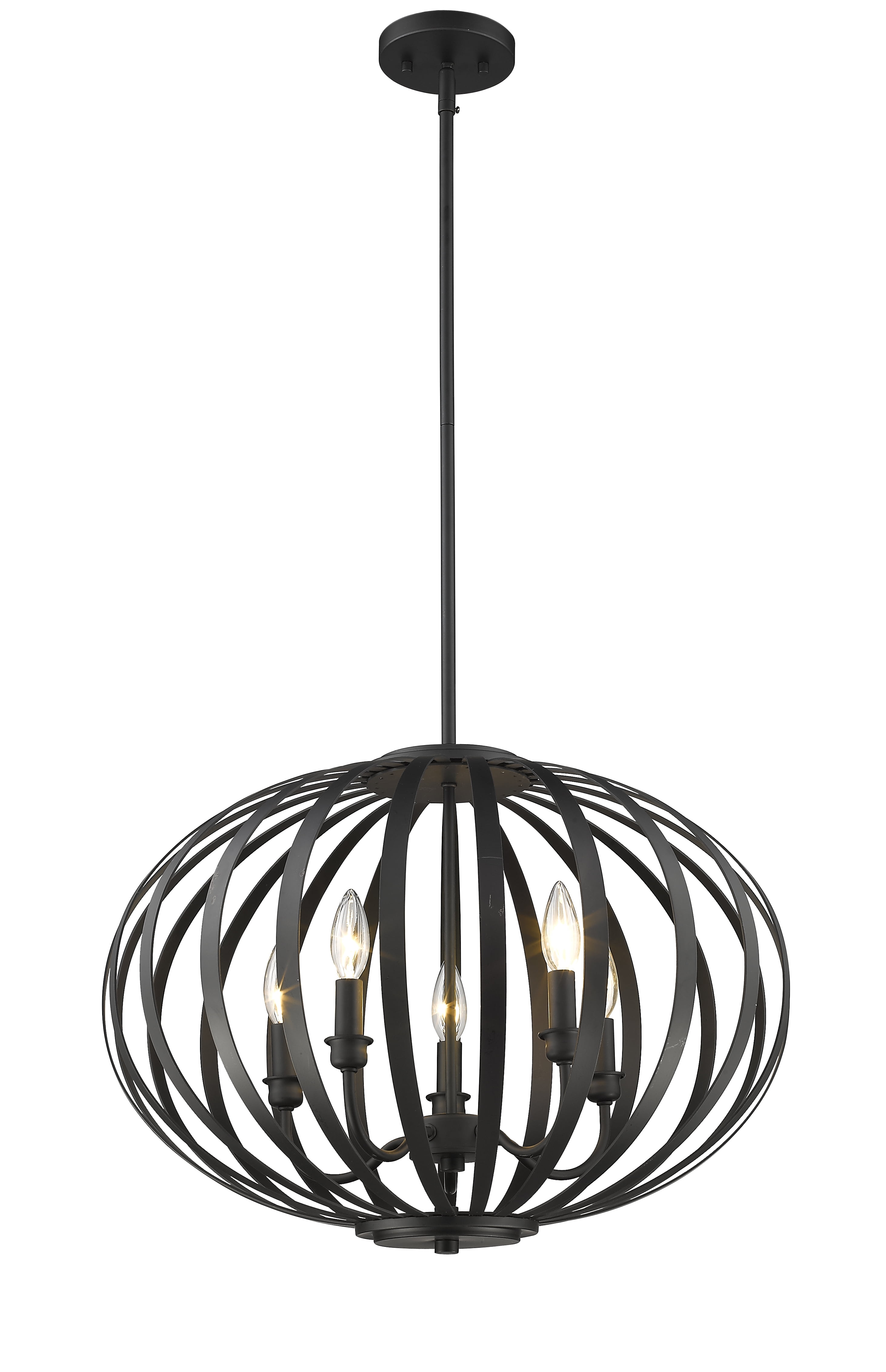 Bronze Drum 5-Light Pendant with Steel Frame