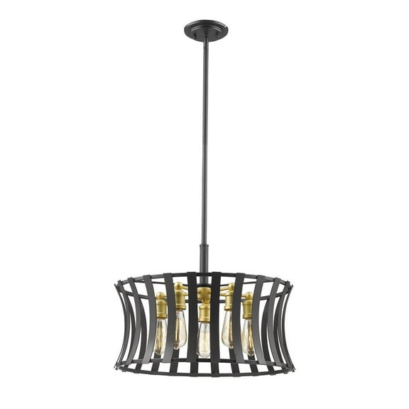 Z-Lite 447F14 Trestle 3 Light 14" Wide Semi-Flush Ceiling Fixture - Matte Black / Olde
