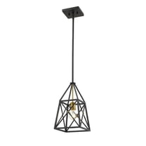 Z-Lite 447Mp Trestle 8" Wide Cage Mini Pendant - Matte Black / Olde Brass