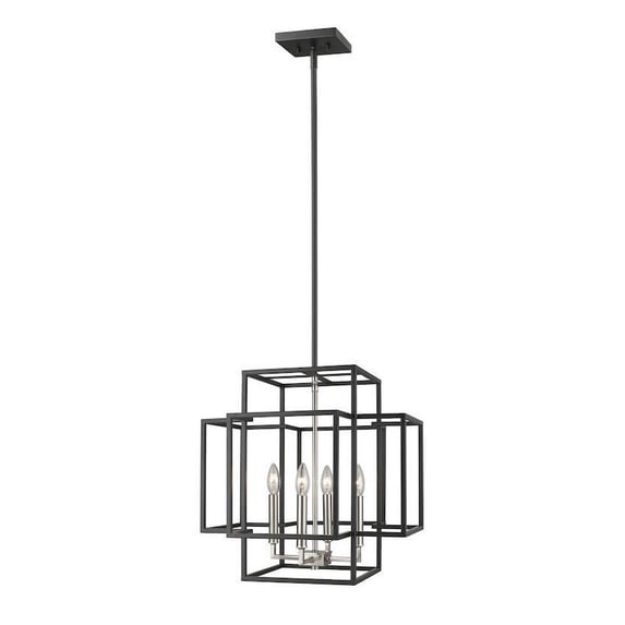 454-18BK-BN-Z-Lite-Titania - 4 Light Pendant in Transitional Style - 18 Inches Wide by 18 Inches High-Black/Brushed Nickel Finish