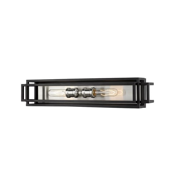 Z-Lite Titania 2 Light Steel Vanity Light in Black and Brushed Nickel