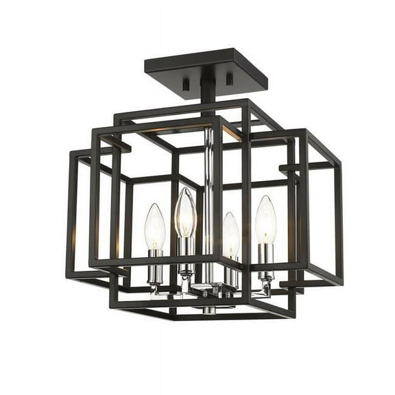 4 Light Semi-Flush Mount In Fusion Style 14 Inches Wide By 15 Inches High Z-Lite 454Sf-Bk-Ch