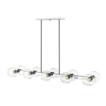 Z-Lite 455-10L Marquee 10 Light 54" Wide Clear Glass Orb Linear Chandelier - Chrome