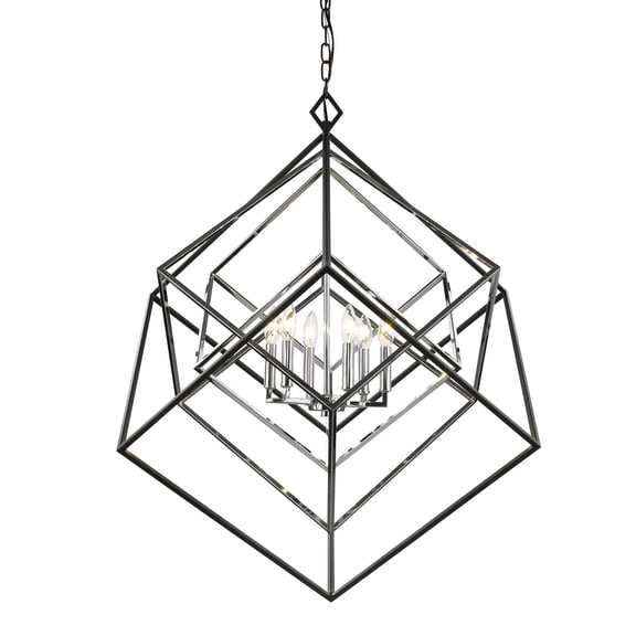 6 Light Chandelier In Linear Style 35.5 Inches Wide By 38 Inches High-Chrome/Matte Black Finish -Traditional Installation Z-Lite 457-6Ch-Mb