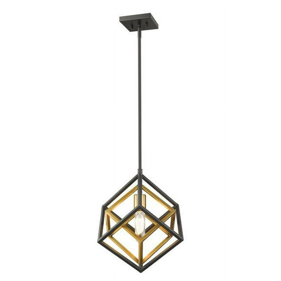 Z Lite 457MP-OBR-BRZ Euclid 1 Light Mini Pendant, Olde Brass & Bronze - 14.75 x 12 x 12 in.