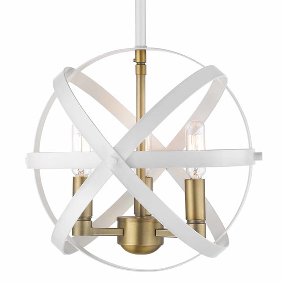 463-12HWH-OBR-Z-Lite-Cavallo - 3 Light Pendant in Transitional; Style - 12 Inches Wide by 11.5 Inches High-Hammered White/Olde Brass Finish