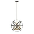 thumbnail image 1 of Z Lite 463-18HBRZ-OBR 17.5 x 18 in. Cavallo 5 Light Pendant, Hammered Bronze & Olde Brass, 1 of 4