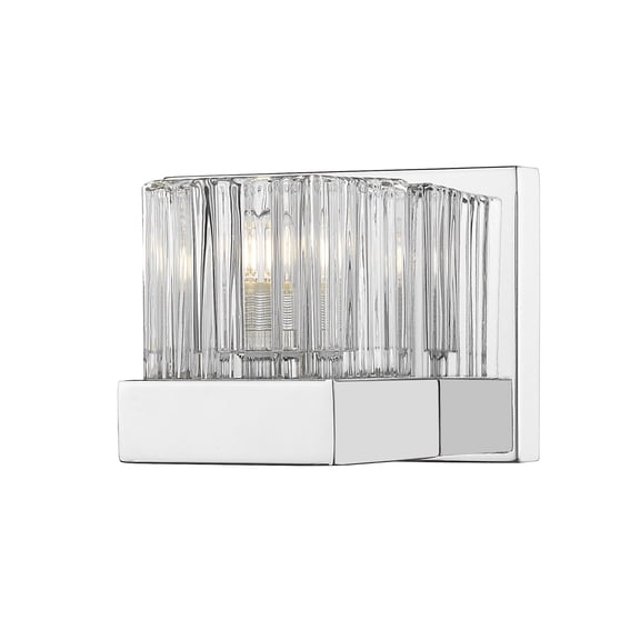 Z-Lite 468-1S-CH Fallon 1 Light 6" Wide Ribbed Crystal Glass Bath Sconce - Chrome