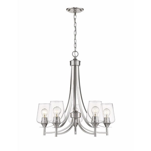 5 Light Chandelier In Shabby Chic Style 25 Inches Wide By 26 Inches High-Brushed Nickel Finish -Traditional Installation Z-Lite 473-5Bn