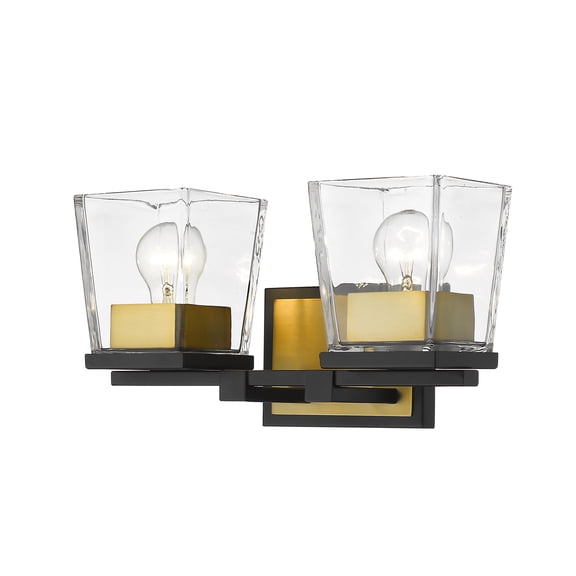 Z-Lite Bleeker Street 2 Light Clear Glass Vanity Light in Black and Olde Brass