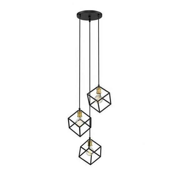 Z Lite 478-3BRZ-OBR 18 in. Vertical 3 Light Bronze & Olde Brass Pendant Ceiling Light