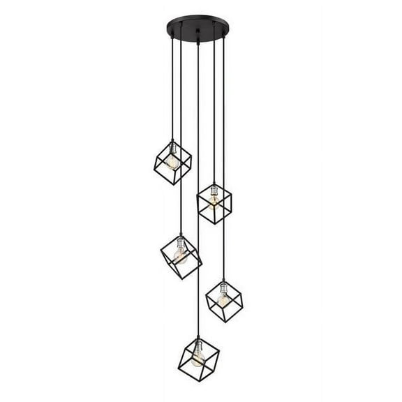 Z Lite 478-5MB-BN 21 in. Vertical 5 Light Matte Black & Brushed Nickel Pendant Ceiling Light