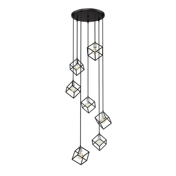 7 Light Pendant-Matte Black/Brushed Nickel Finish Z-Lite 478-7Mb-Bn