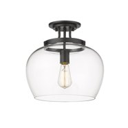 Z-Lite Soriano 13" Pendant Light - Matte Black & Heritage Brass, Dimmable, 81" Chain, Dry Location